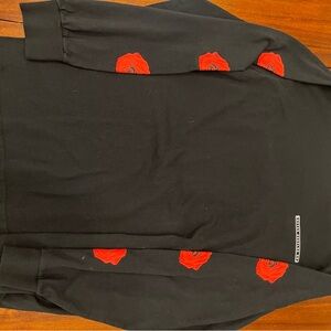 Black Sweatshirt with Red Rose Accents